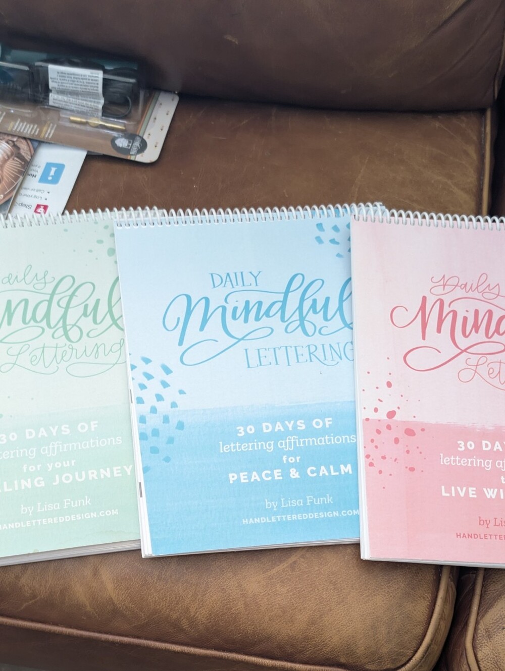 Daily Mindful Lettering 30-Day Affirmation Booklets - Blue, Pink, Mint